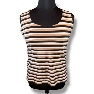 TALBOTS Pima Cotton-Blend Tank - Bold Stripe CAFE MULTI 1X